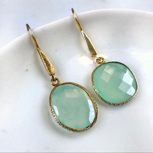 Chalcedony & Gold Plated Earrings